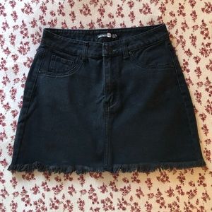 BooHoo Black Denim Mini Skirt